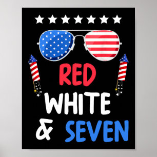 Rood wit en zeven 7e verjaardag 4 juli INDEP Poster