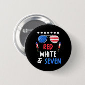 Rood wit en zeven 7e verjaardag 4 juli INDEP Ronde Button 5,7 Cm (Voorkant /achterkant)