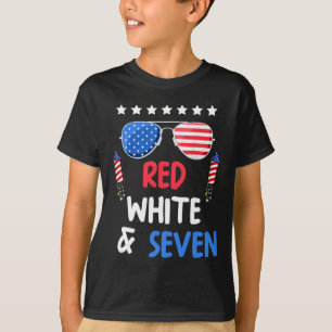 Rood wit en zeven 7e verjaardag 4 juli INDEP T-shirt