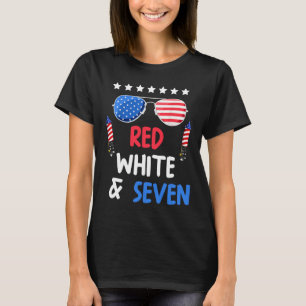 Rood wit en zeven 7e verjaardag 4 juli INDEP T-shirt