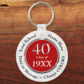 Rood, wit en zilver 40e klas Reunion Favors Sleutelhanger (Voorkant)