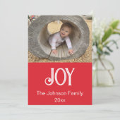 Rood, Wit en Zilver Vreugde Foto Feestdagenkaart (Staand voorkant)
