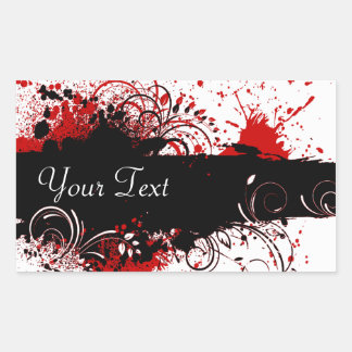 Rood, Wit en Zwart Abstract Rechthoek Sticker