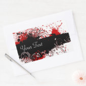 Rood, Wit en Zwart Abstract Rechthoek Sticker (Envelop)