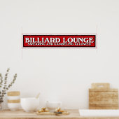 rood wit en zwart Billiard Lounge-teken Poster (Keuken)