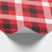 Rood wit en zwart buffelruitpatroon cadeaupapier (Hoek)