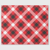 Rood wit en zwart buffelruitpatroon cadeaupapier (Vlak)