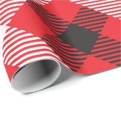 Rood wit en zwart buffelruitpatroon cadeaupapier (Rol Hoek)