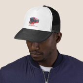 Rood wit en zwart Bus op wit Trucker Pet (In situ)