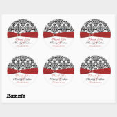Rood, wit en zwart Damask 3" ronde Sticker (Vel)