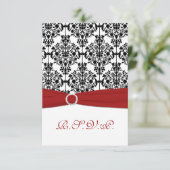 Rood, Wit en Zwart Damask Reageer Kaart 2 (Staand voorkant)