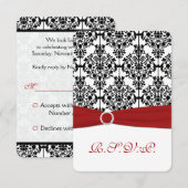 Rood, Wit en Zwart Damask Reageer Kaart 2 (Voorkant / Achterkant)