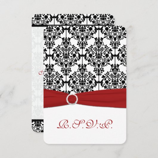 Rood, Wit en Zwart Damask Reageer Kaart 2 (Voorkant / Achterkant)