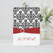 Rood, Wit en Zwart Damask Reageer Kaart 2 (Staand voorkant)