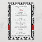 Rood, wit en zwart Damask Wedding Menu Kaart (Achterkant)