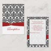 Rood, Wit en Zwart Damast Receptie Kaart (Voorkant / Achterkant)