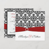 Rood, Wit, en Zwart Damast Uitnodiging van het Huw (Voorkant / Achterkant)