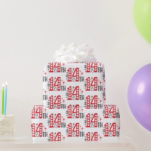 Rood Wit en Zwart Feb. 14e Woordkunst Cadeaupapier (Feestgeschenken)