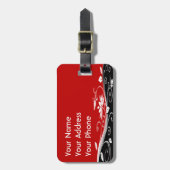 Rood wit en zwart Floral Bagagelabel (Voorkant verticaal)