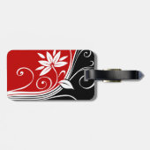 Rood wit en zwart Floral Bagagelabel (Achterkant horizontaal)