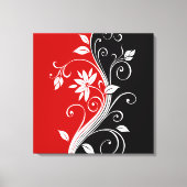 Rood wit en zwart Floral Canvas Afdruk (Voorkant)