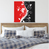Rood wit en zwart Floral Canvas Afdruk (Insitu (Slaapkamer))