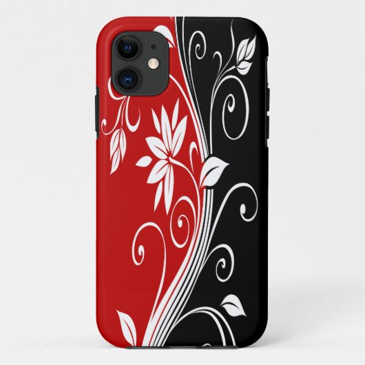 Rood wit en zwart Floral Case-Mate iPhone Case (Achterkant)