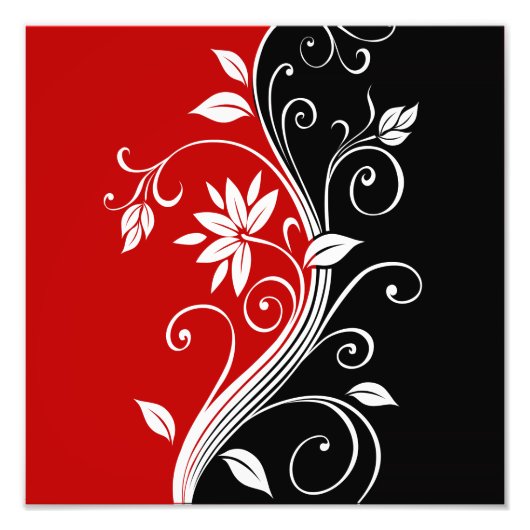 Rood wit en zwart Floral Foto Afdruk (Voorkant)