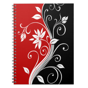 Rood wit en zwart Floral Notitieboek