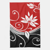 Rood wit en zwart Floral Theedoek (Verticaal)