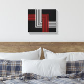 Rood, Wit en Zwart Geometrisch 10"x 8" Canvas Afdruk (Insitu (Slaapkamer))