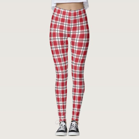 Rood wit en zwart  geplakt flatpanel leggings (Voorkant)