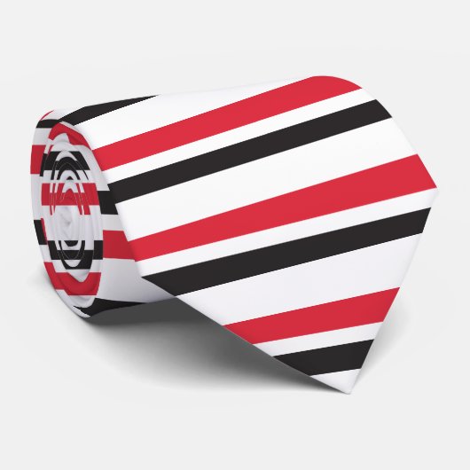 Rood wit en zwart, horizontaal gestreept Stropdas (Opgerold)