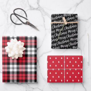 Rood wit en zwart horloge Gepland Kerstfeest Inpakpapier Vel