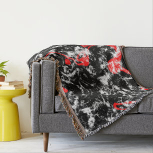 Rood, Wit en Zwart Marmer Abstract Deken