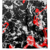Rood, Wit en Zwart Marmer Abstract Douchegordijn (Voorkant)