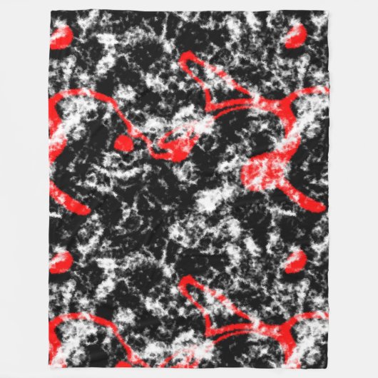 Rood, Wit en Zwart Marmer Abstract Fleece Deken (Voorkant)