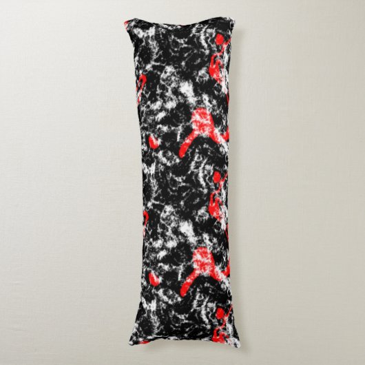 Rood, Wit en Zwart Marmer Abstract Lichaamskussen (Voorkant Verticaal)