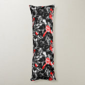 Rood, Wit en Zwart Marmer Abstract Lichaamskussen (Achterkant (Verticaal))