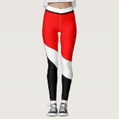 Rood wit en zwart met zijstreep leggings (Voorkant)