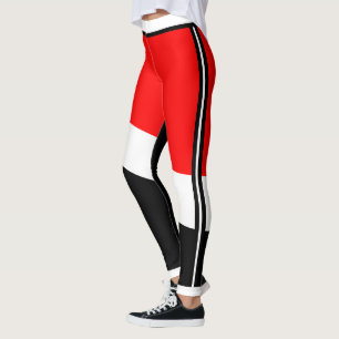 Rood wit en zwart met zijstreep leggings