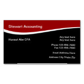 Rood wit en zwart moderne accountant magnetisch visitekaartje (Voorkant)
