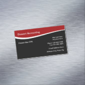 Rood wit en zwart moderne accountant magnetisch visitekaartje (Voorbeeld)