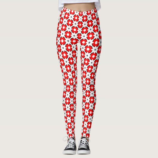 Rood wit en zwart patroon leggings (Voorkant)