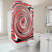 Rood wit en zwart psychedelisch ontwerp douchegordijn (In situ)