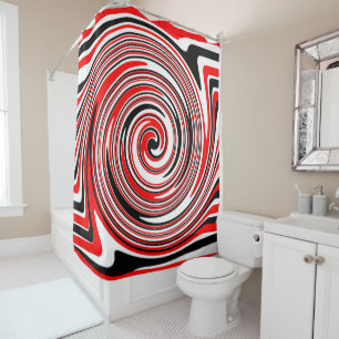 Rood wit en zwart psychedelisch ontwerp douchegordijn