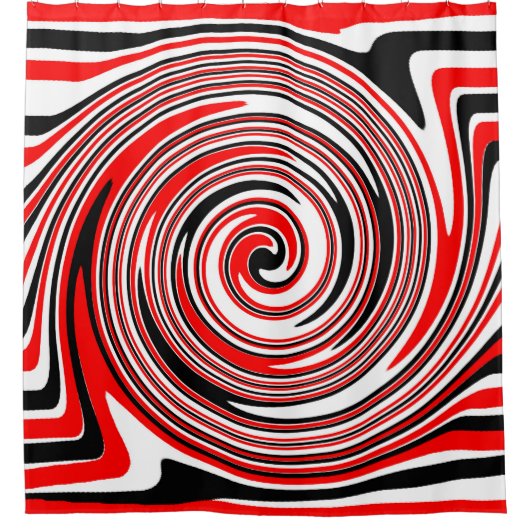 Rood wit en zwart psychedelisch ontwerp douchegordijn (Voorkant)