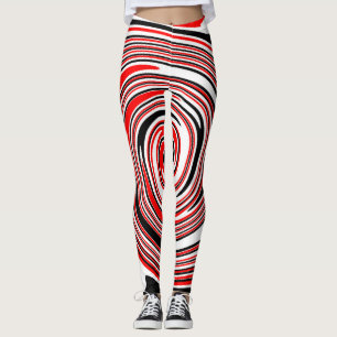 Rood wit en zwart psychedelisch ontwerp leggings