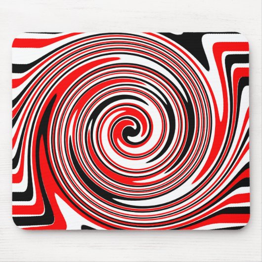 Rood wit en zwart psychedelisch ontwerp muismat (Voorkant)
