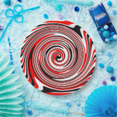Rood wit en zwart psychedelisch ontwerp papieren bordje (Feest)